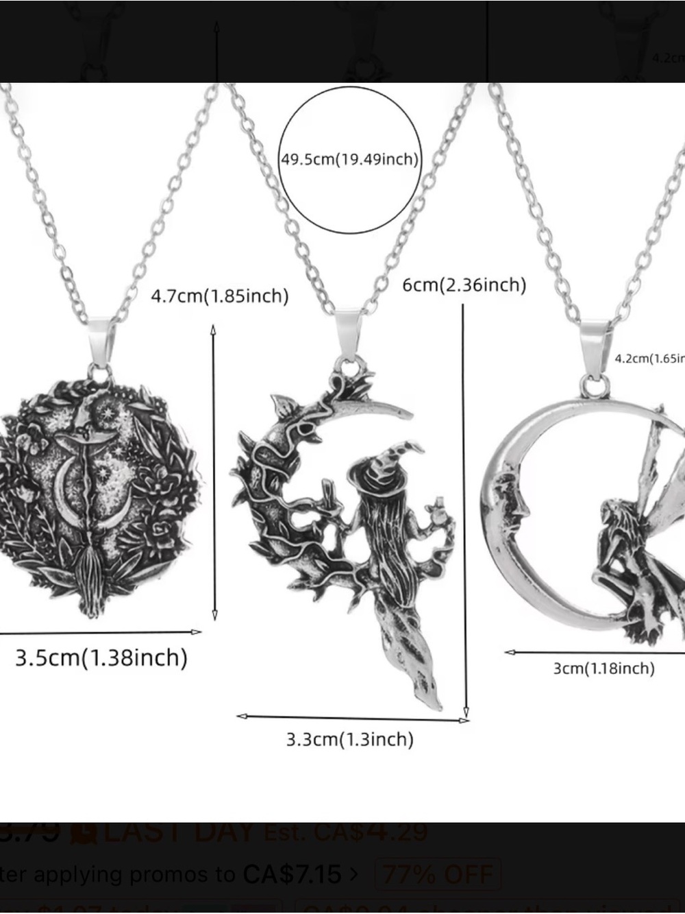 ⭐️ Moon & Fairy Pendant Necklace - Women Jewelry - Picture 2 of 2